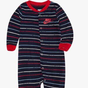 Nike Baby Boys Striped Long Sleeve Onesie with Full Zip & "Just Do It" 9 Mos